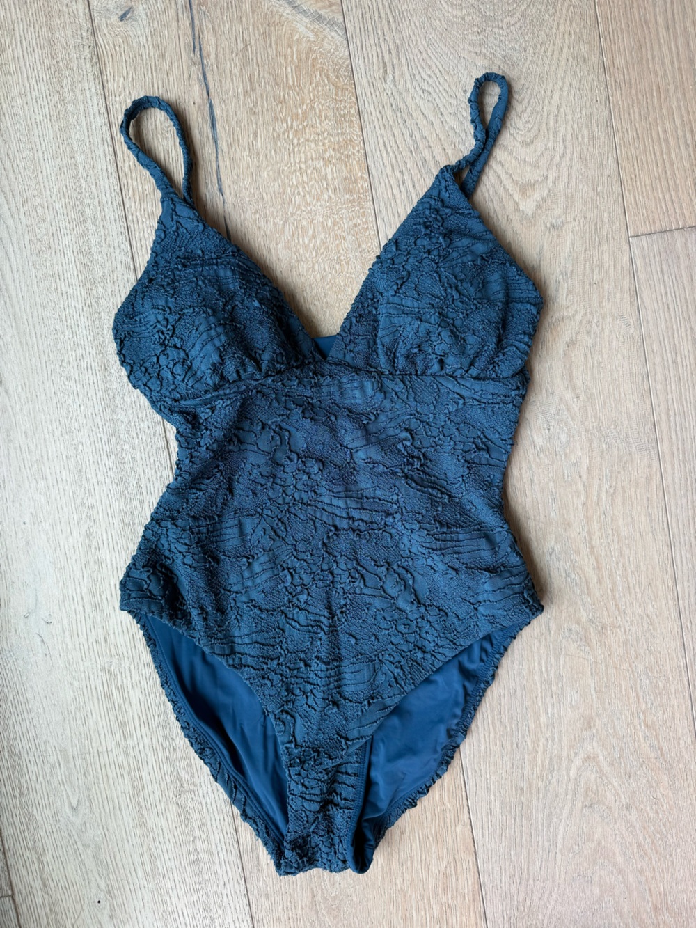 Andie Teal Lace-Textured One-Piece Swimsuit